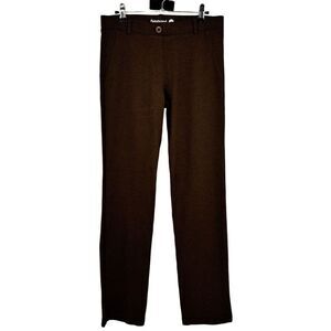 Betabrand Classic Dress Pant Yoga Pant | Straight Leg Brown Chevron Pattern Medi
